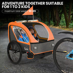 MOJAY Bike Trailer for Kids, 2 In1 Canopy Carrier Converts to Stroller, Suitable for 1 to 2 Toddlers, Kids, Quick Attach to Bike, Foldable, with 5-Point Harness And Storage Bags