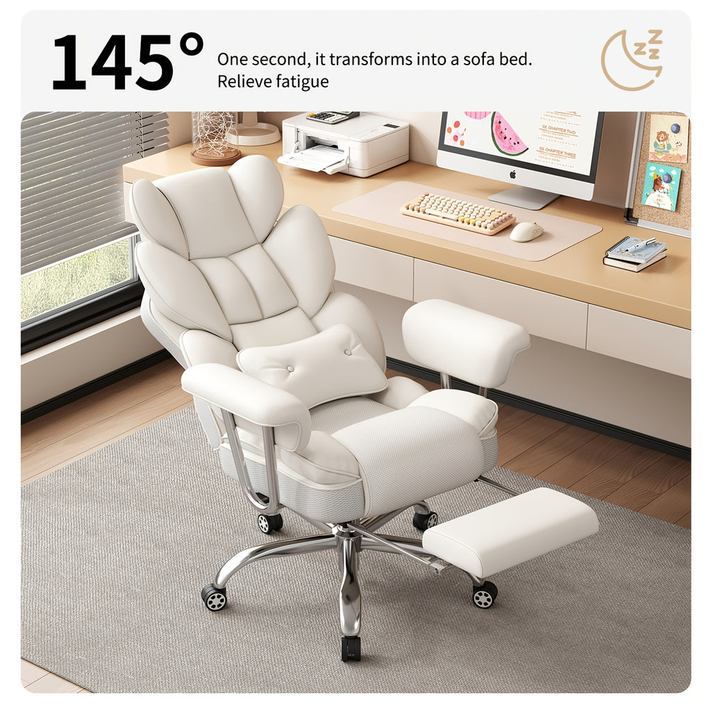 Executive Office Chair with Footrest — Oversized High-Back Recliner Rated to 500 lb for Home Desk Seating