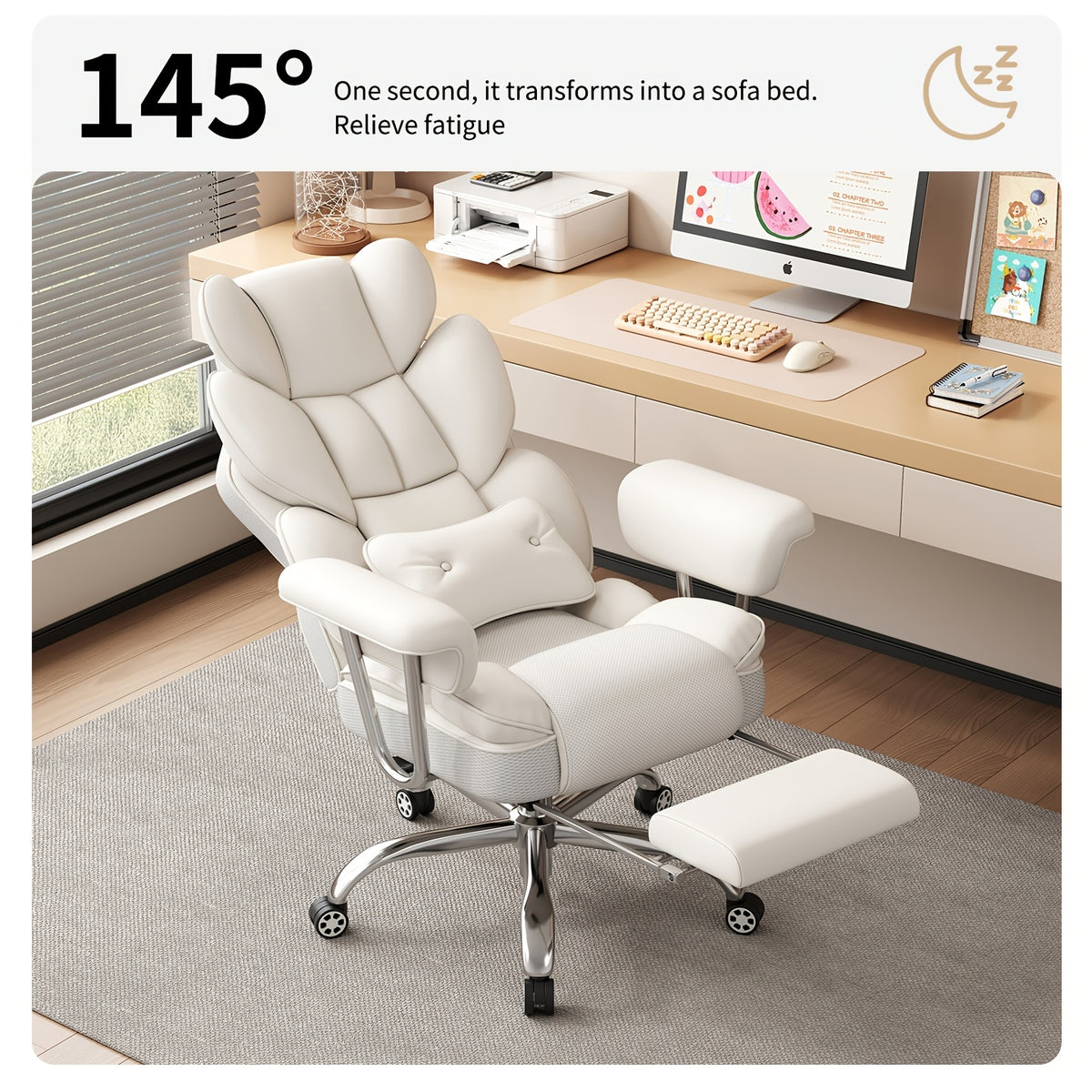 Executive Office Chair with Footrest — Oversized High-Back Recliner Rated to 500 lb for Home Desk Seating