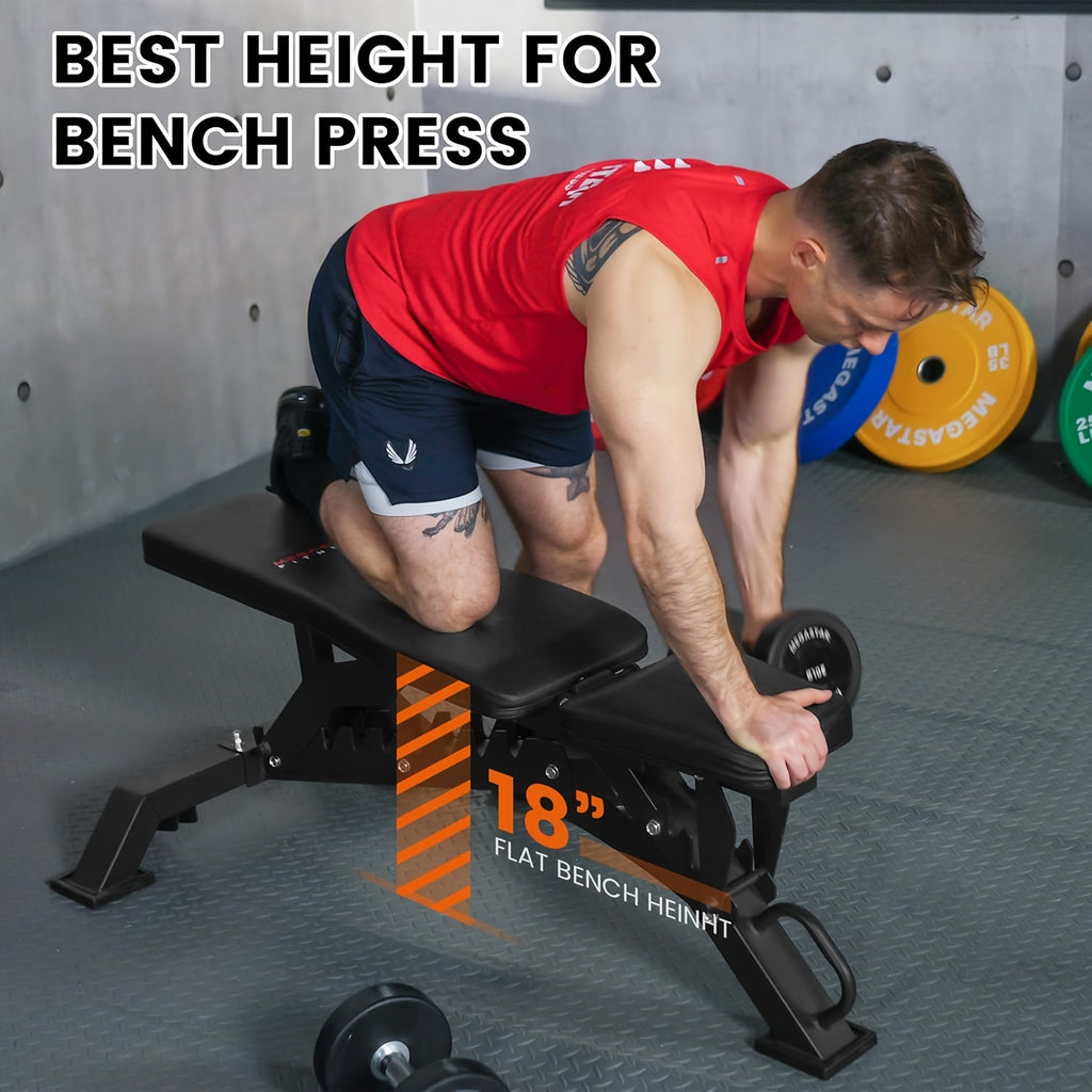 Adjustable Weight Bench, Heavy Duty Workout Bench for Home And Garage Gym, Multi-Position Backrest And Seat Strength Training Bench, 1300lbs Capacity, Red