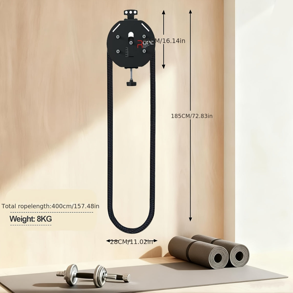 Endless Rope Trainer, Portable Cable Pulley System, Pulley Cable Machine System with Adjustable Resistance, Home Gym Equipment for Grip, Arms, Back, Body Coordination Exercises