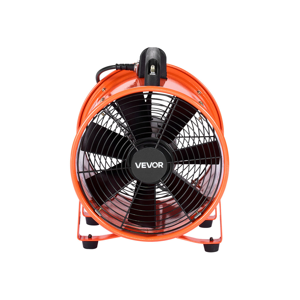 VEVOR 10 inch Portable Ventilator, 2 Speed Industrial Utility Blower Fan with 33ft Flexible Duct Hose, Exhaust Axial Fan for Basements, Workshops, Warehouses, and Confined Spaces, Orange