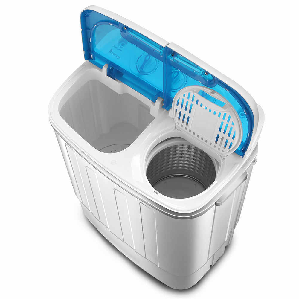 Portable Washing Machine - Compact Twin Tub Mini Washer & Spin Dryer Combo with Built-in Gravity Drain, 110V Electric Laundry Machine for Apartments, Dorms, RV, Camping - Energy Efficient, Quiet, Space Saving, No Installation Required, Quick Wash, Low Wat