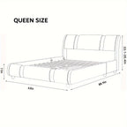 Contemporary Platform Bed Frame Made of Faux Leather, Featuring Iron Metal Accents, an Adjustable Headboard, And Wooden Slats for Support, Eliminating The Need for a Box Spring