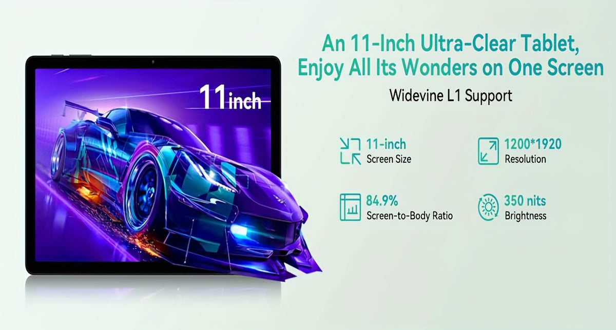TABWEE T90 Android 16 New 2025 Tablet, 11-inch FHD Large Screen+1200x1920 IPS Display, Octa-Core High-Performance CPU, 24(8+16)GB RAM +128GB ROM(2TB Expand), 3MP+5MP Camaras/Face ID, 8000mAh Long Battery Life, Support Widevine L1, Gemini AI, And 90Hz