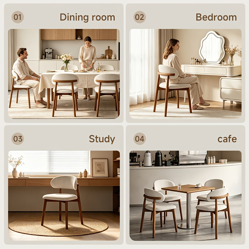 Medieval Modern Style Dining Chair Set (2pcs/4pcs Set) with Curved Backrest, Ergonomic Cushioned Chair Surface, Natural Wooden Legs with Adjustable Anti Slip Foot Pads, Sturdy Frame, Suitable for Kitchens, Restaurants, Cafes, And Dining Rooms