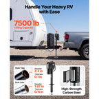 VEVOR Electric Trailer Jack, 7500 lbs Capacity, Electric Power Tongue Jack with Protective Cover & LED Light for Travel Trailer, Camper, RV, 9.84-27.84 in Lift, 12V DC with Wiring, Black