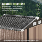 6X4/8X6/10X8/10X12Ft Gable Roof Metal Storage Shed, Heavy Duty Outdoor Garden Shed with Lockable Doors And Vents, Weather-Resistant Utility Shed for Backyard Tools, Brown/Black