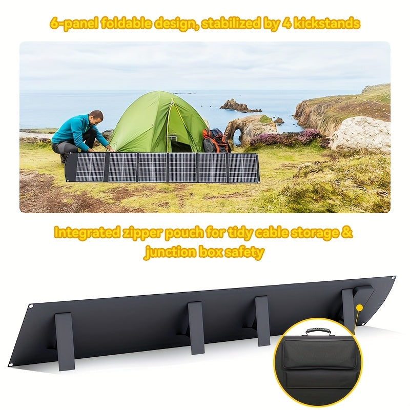 200W Portable Foldable Solar Panel - High Efficiency Solar Charger with USB-C PD3.0, USB-A QC3.0, MC4 & Multi-Output, Lightweight & Compact Design with 4 Kickstands, Perfect for RV, Camping, Road Trips, Fishing, Outdoor Adventures, Blackout Backup