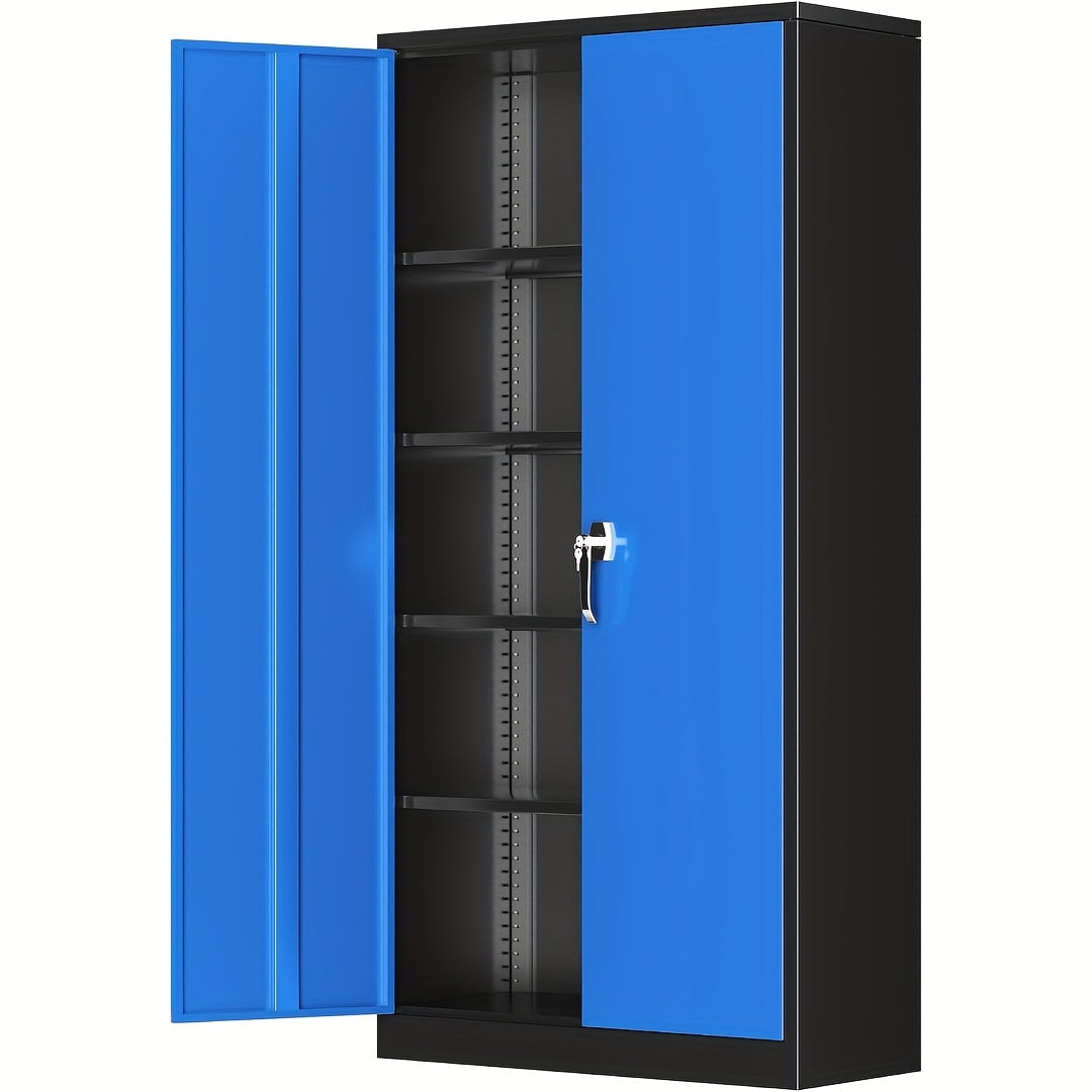 72-Inch Metal Storage Cabinet with Locking Door for Garage, Equipped with 4 Adjustable Shelves, Suitable for Repair Shops, Garages, And Warehouse Storage (Red 72''X 36" X 18")