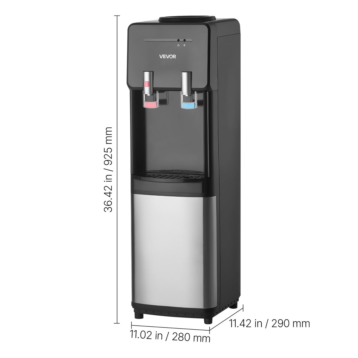 VEVOR Top Loading Water Cooler Dispenser for 3 or 5 Gallons Jugs Stainless Steel