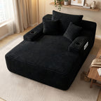 Extra-Large Boneless Sofa Chaise Lounge, with Cup Holder And Side Pockets, Living Room Sofa Chair Bed, Compressible High-Rebound Foldable Recliner, Supportive Pocket Spring System And High-Density Foam Padding, Non-Sinking Convertible Lounge Bed