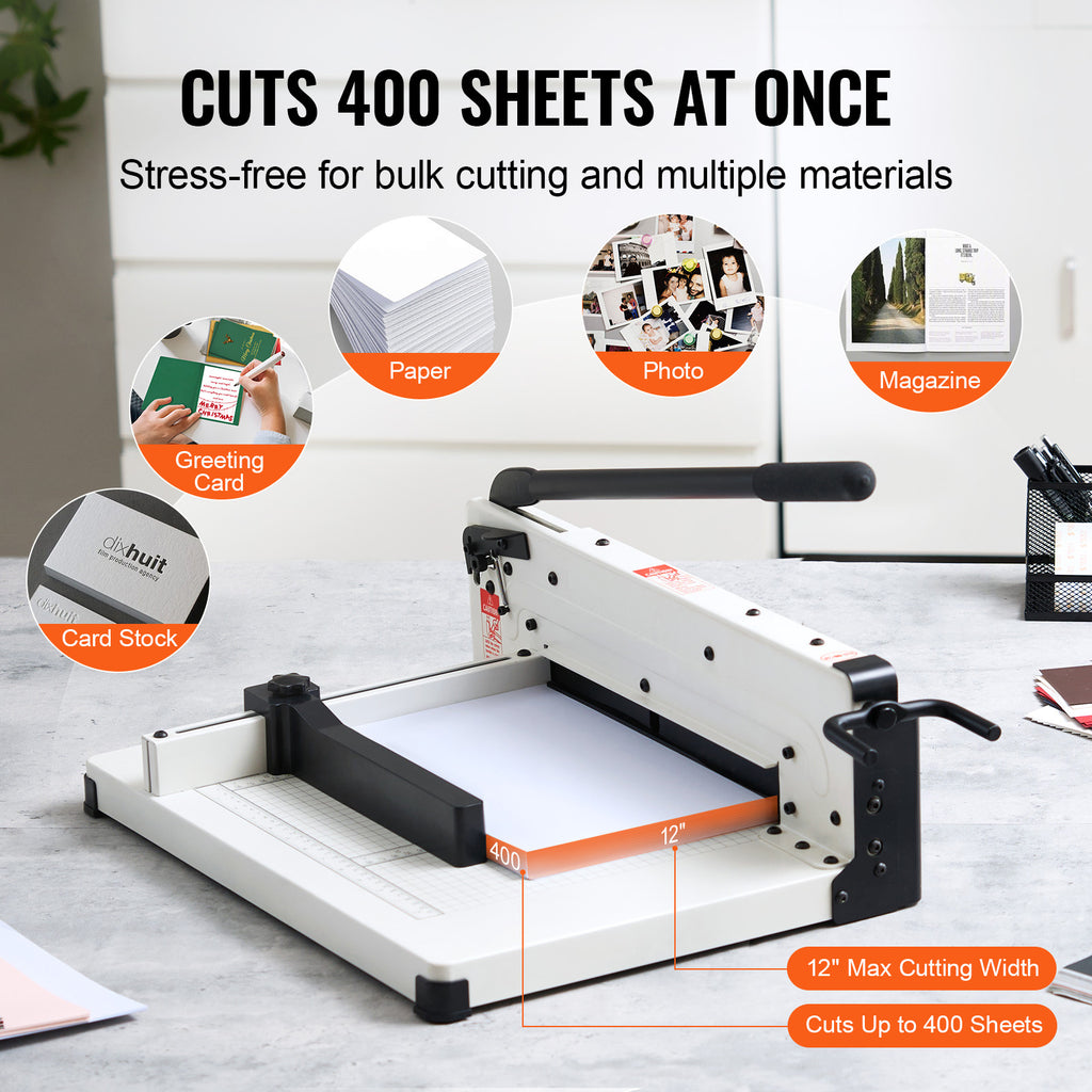 VEVOR Paper Cutter 12/17 inch A3/A4 Guillotine Paper Trimmer 400 Sheet Capacity Metal Base