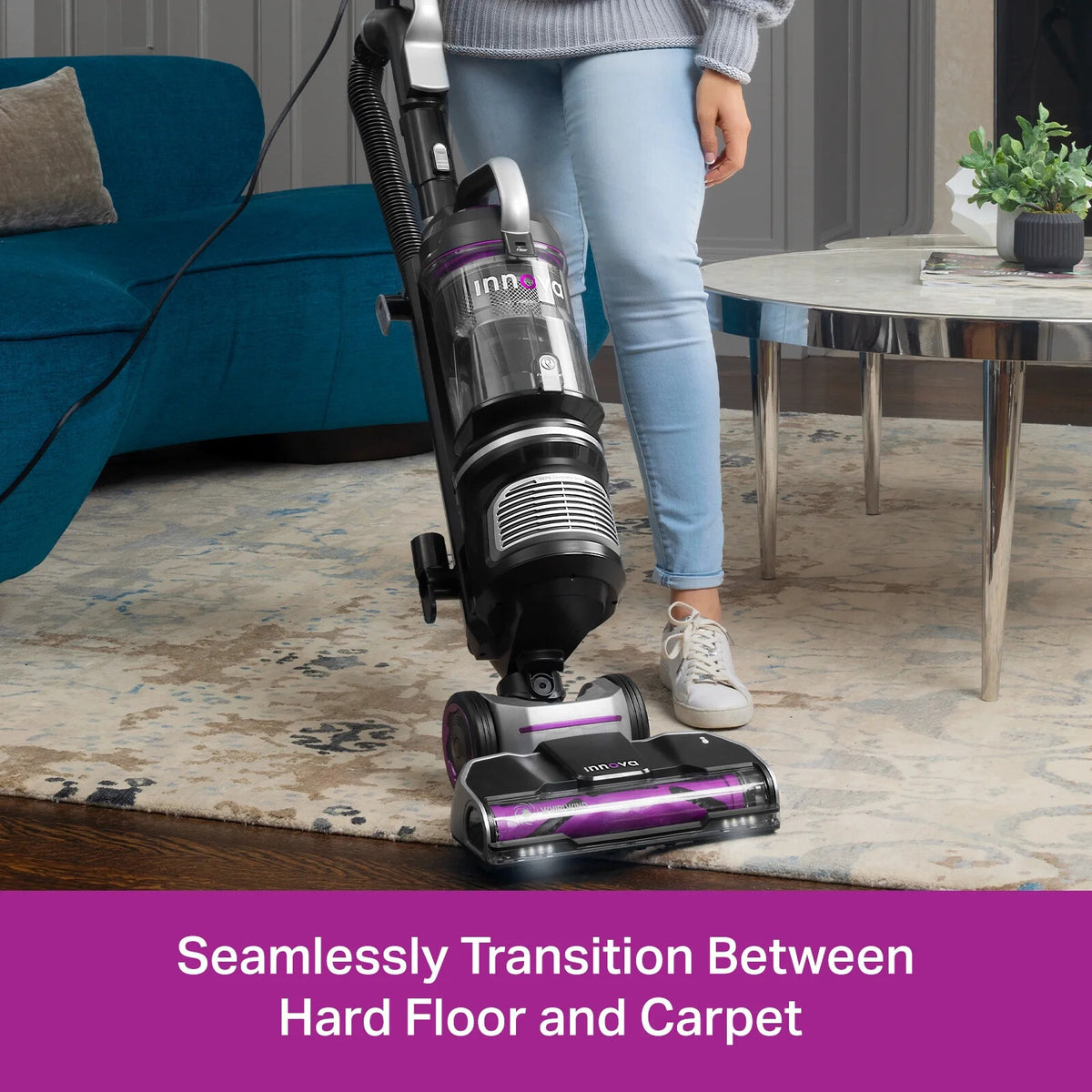 Innova by Eureka Upright Vacuum Cleaner NEU700 – Powerful Whirlwind Anti-Tangle Technology, LED Headlights, XL Dust Cup, Lightweight Design for Carpet & Hard Floors