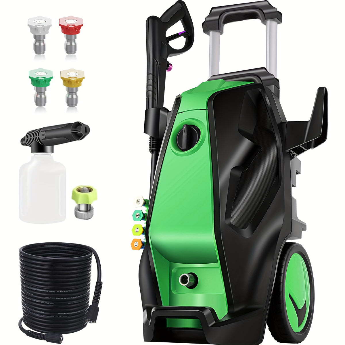 Heavy-Duty Electric Pressure Washer 5000PSI 3.0 GPM Power Washer Suitable for Cars, Driveways, Patios, Fences with Foam Cannon & 4 Quick Connect Nozzles, High Pressure Washing Machine for Home, Outdoor, Suitable for Plug (-Type Plug)