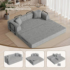 81"Convertible Floor Sleeper Sofa Bed - 3-Person Space-Saving Love Seat with Pull-Out Bed, Corduroy Boneless Compression Memory Foam, Comfy Lounge Couch for Living Room, Bedroom, Apartment, Office, No Assembly Required