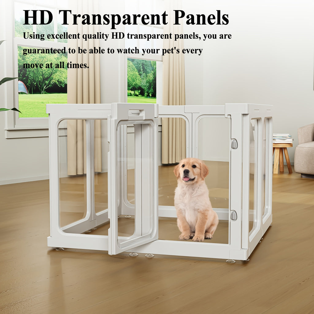 [Dog Enclosure Indoor] Acrylic Dog Enclosure With Entrance - Easy To Set Up And Maintain - Perfect Indoor Play Area For Small To Medium Dogs - Puppy Enclosure Style
