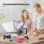 MEFEIR 8.7inch Commercial Meat Slicer, Electric Deli Food Slicer with Premium Chromium-plated Steel Blade, 0-12mm Adjustable Thickness, ETL Certified for Frozen Meat Ham Baguett Steak, Silver
