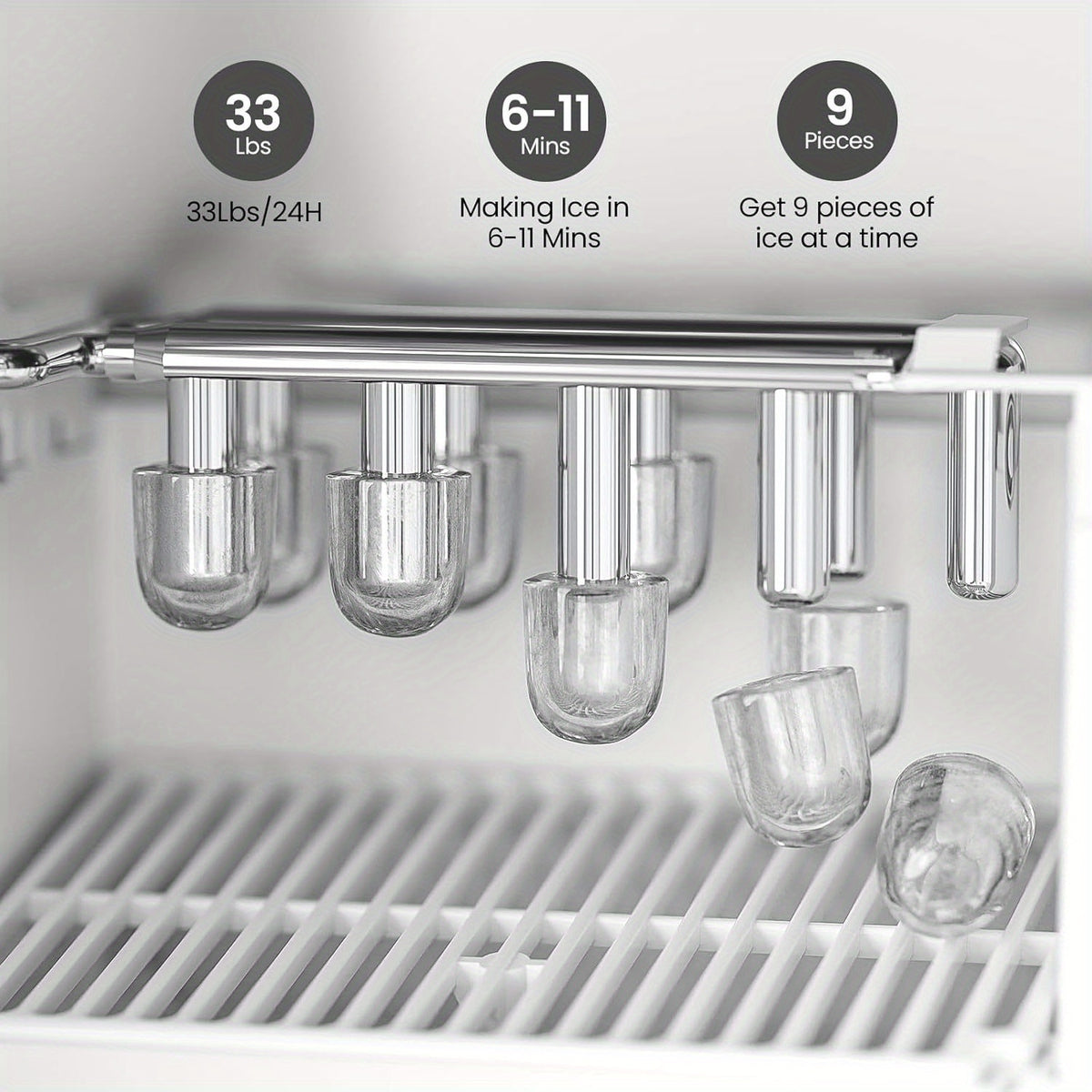 Black, White 3-in-1 Water Dispenser with Ice Maker (33LBS/Day), Hot & Cold, Child Safety Lock, Touch Control, for 3-5 Gal Bottles, Home & Office.