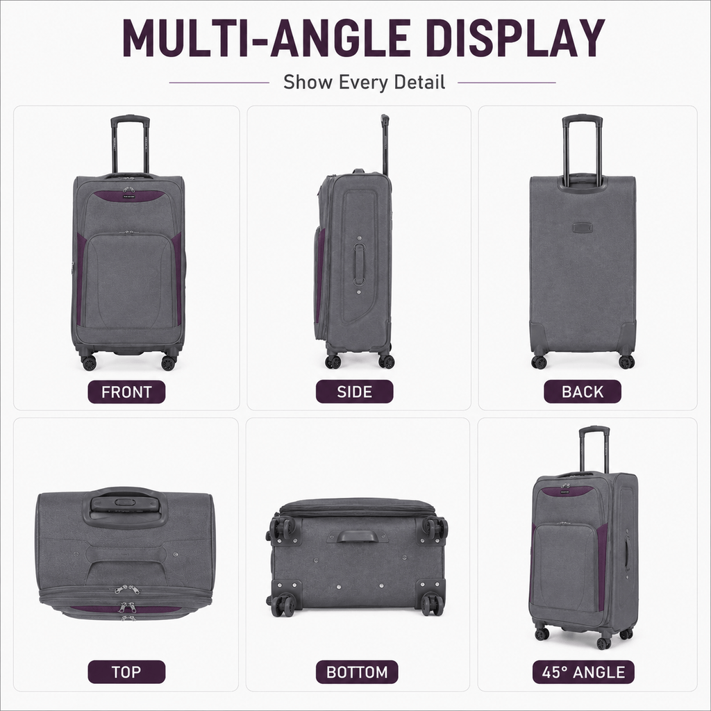 4-Piece Softside Expandable Luggage Set with Spinner Wheels, Lightweight Travel Suitcases with Telescopic Handle, Nested Storage Design