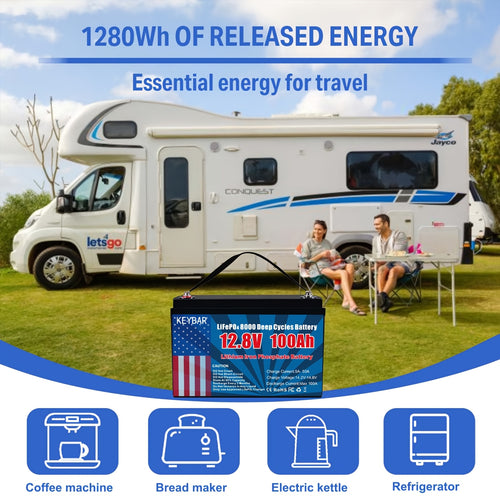 12V 100Ah LiFePO4 Battery with 100A BMS for RV and Off-Grid Solar Power Systems and Marine Applications