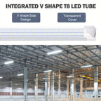 6pcs/lot T8 8ft Integrated LED Tube Light Bulbs 6000K, 120W 8Foot 96 Inch LED Shop Light Fixtures, V Shaped 4 Row Bulbs 2835 LED Chips, 14400lm High Brightness, for Warehouse Ceiling Garage Office Factory, AC 85-277V