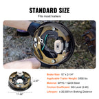 VEVOR Electric Trailer Brake Assembly, 10" x 2-1/4", 2 Pairs Self-Adjusting Electric Brakes Kit for 3500 lbs Axle, 4-Hole Mounting, Backing Plates for Brake System Part Replacement (2 Right 2 Left)