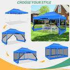 Hoteel 10x15 Heavy Duty Pop Up Canopy Tent with 4 Sidewalls, Commercial Gazebo Party Tent with Mosquito Netting Wall Easy Up Outdoor Instant Screen Tent for Backyard, Beach, Patio, Garden