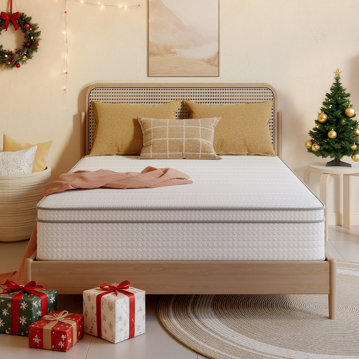 SweetNight 6/8/10/12/14 inch Memory Foam Hybrid Mattress With Pocket Springs, Twin Xl, Full, Queen, King, Sizes In A Box, Medium Firm, Mattresses For Support Comfort, Fiberglass-Free