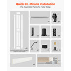 VEVOR Bifold Barn Door, 24" x 84"/36" x 84", MDF Bi-Fold Sliding Closet Doors, Hardware Kit Included, H-Frame Space-Saving Design, Need to Assemble, for Bedroom, Living Room, Wardrobe and Room Divider, White