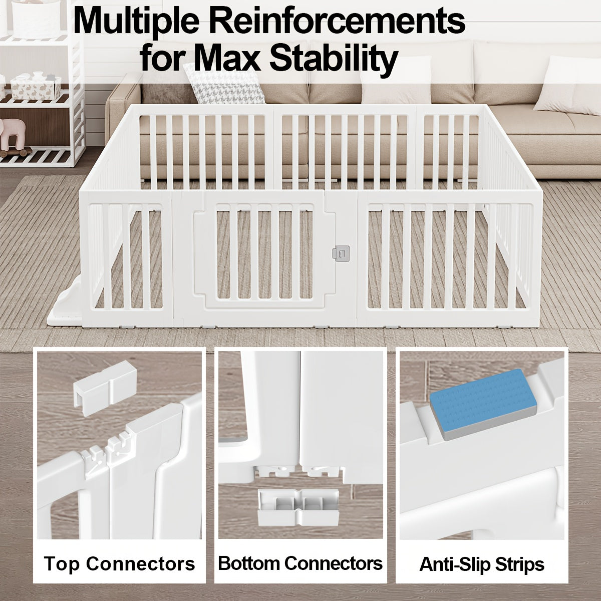 Baby Playpen Baby Fence, 2in 1 Adjustable Shape Baby Playpen, Kids Activity Centre Safety Play Yard Home Indoor Outdoor, Large Space Safe Playpen, Wardrobe Fence Storage Shelf Baby Fence with Safety Gate As Birthday Gift