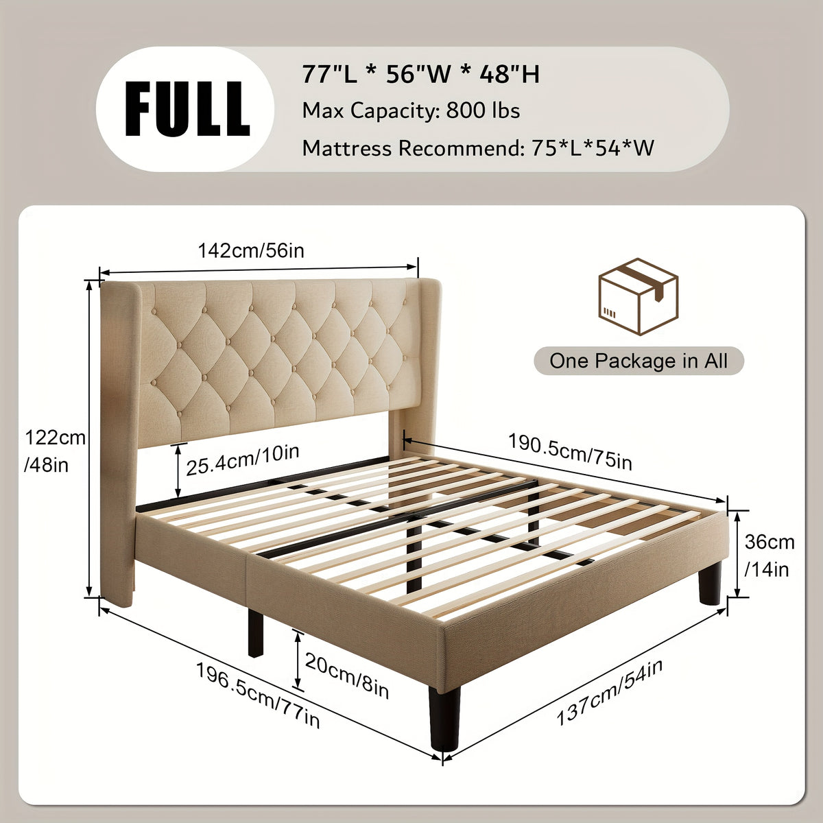 Valnase Modern Style Platform Bed Frame with 24"H Button Tufted Headboard, Solid Wood Slats Support, Artistic Legs Design - Dark Grey/Light Grey/Black Linen & White Velvet Options, Bed Frame for Home Bedroom