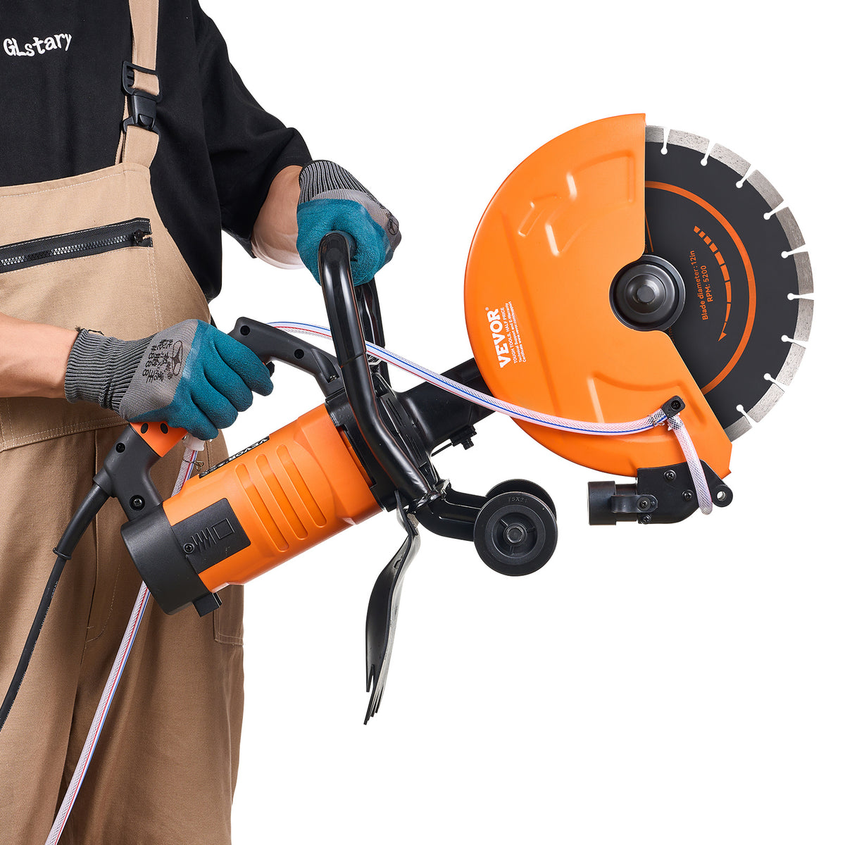 VEVOR Electric Concrete Saw, 12 in, 1800 W Motor Circular Saw Cutter with Max. 4.5 in Adjustable Cutting Depth, Wet Disk Saw Cutter Includes Water Line, Pump and Blade, for Stone, Brick