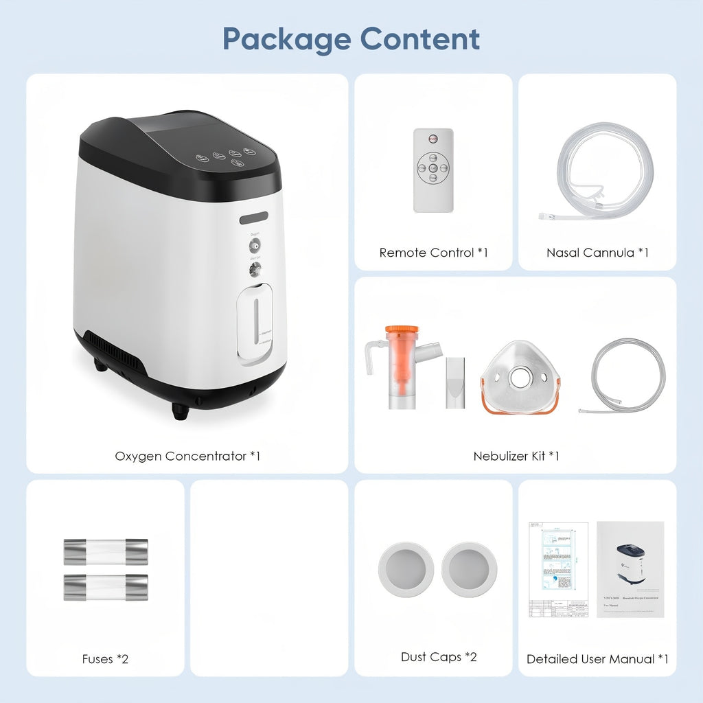Household Continuous Oxygen Concentrator, Adjusatble/Stable Oxygen Generator For Home With Complete Accessories/Voice Control Function, ROG
