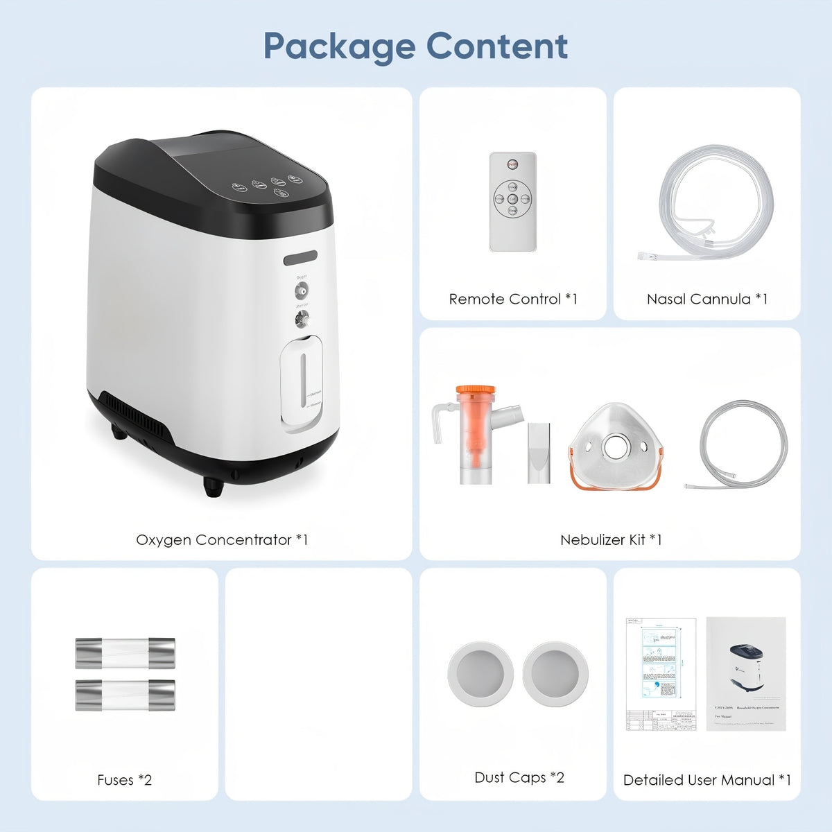 Household Continuous Oxygen Concentrator, Adjusatble/Stable Oxygen Generator For Home With Complete Accessories/Voice Control Function, ROG