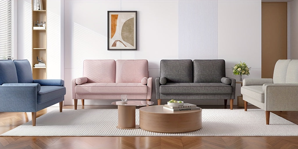 Vesgantti 48" Mid-Century Modern Loveseat Sofa - Ideal for Compact Areas, Suitable for Living Room Or Bedroom | Detachable Cover, Spring Cushions, Sturdy Wooden Frame | to Assemble