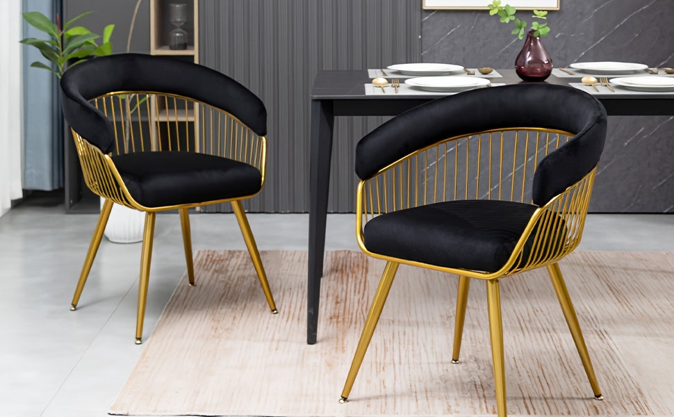 DYHOME 2pcs Modern Reception Chairs Visitor Chairs for Office, Living Room, Kitchen, Elegant Fabric Accent Chair with Comfortable Padded Back and Metal Legs