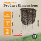Muddy Steel 7 Foot Tall Quad Pod Hunting Blind Cover w/ 4 Zippered Windows, Camouflage (Stand Not Included)