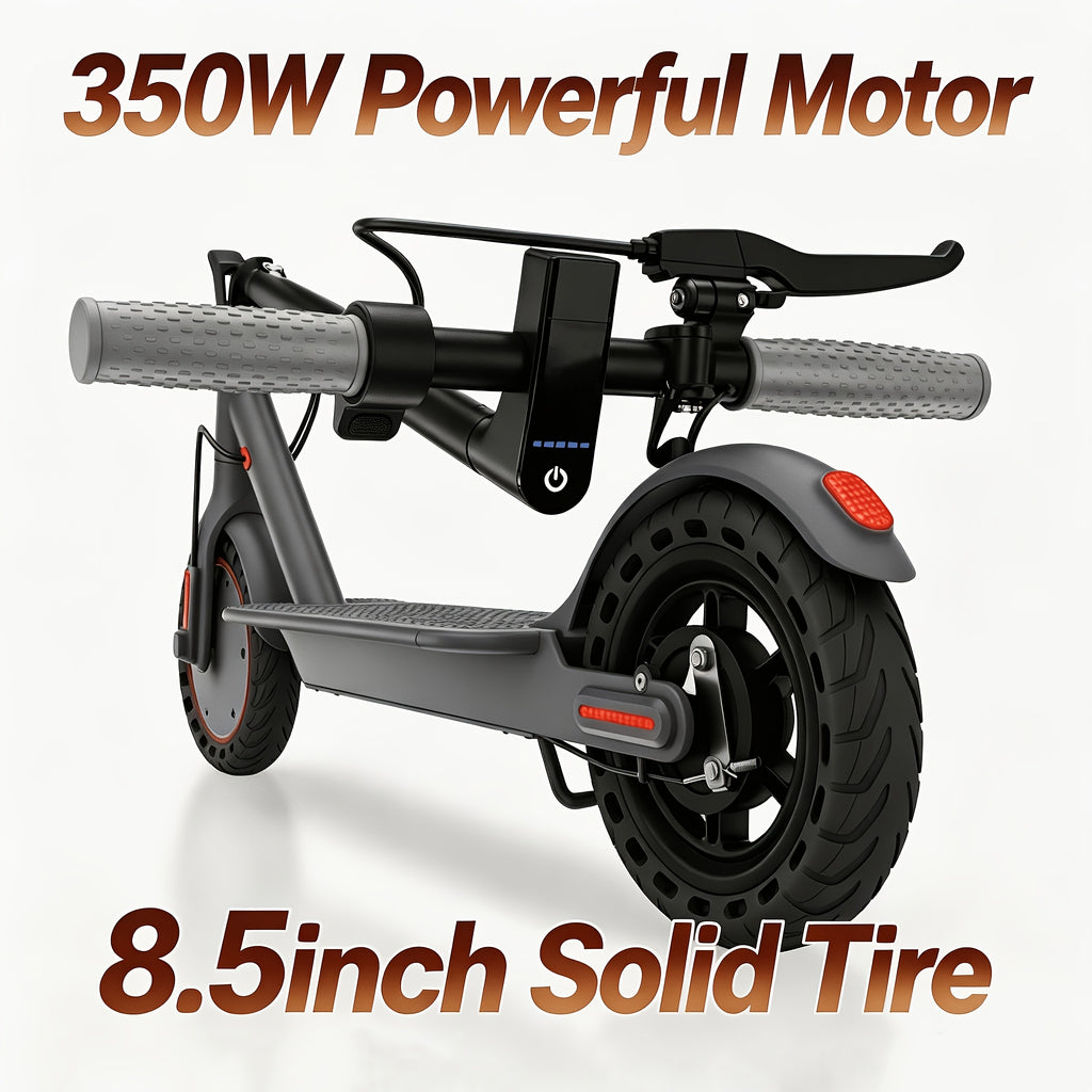 Long Distance Range, Foldable Adult Electric Scooter, 350W Motor, 8.5" Anti-Slip Solid Tires, Smart APP & LCD Dashboard, 3 Adjustable Speeds, Dual Safe Brakes, LED Headlight Taillight, Built-in Bell, Aluminum Alloy Frame, 265 LBS Max Load