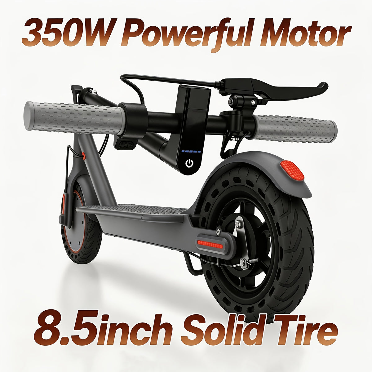 Long Distance Range, Foldable Adult Electric Scooter, 350W Motor, 8.5" Anti-Slip Solid Tires, Smart APP & LCD Dashboard, 3 Adjustable Speeds, Dual Safe Brakes, LED Headlight Taillight, Built-in Bell, Aluminum Alloy Frame, 265 LBS Max Load