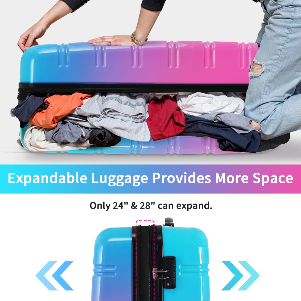 Merax Luggage Sets 3pcs, Hardside Expandable Suitcase Set with Spinner Wheels, Lightweight Gradient Color Luggage 20+24+28in