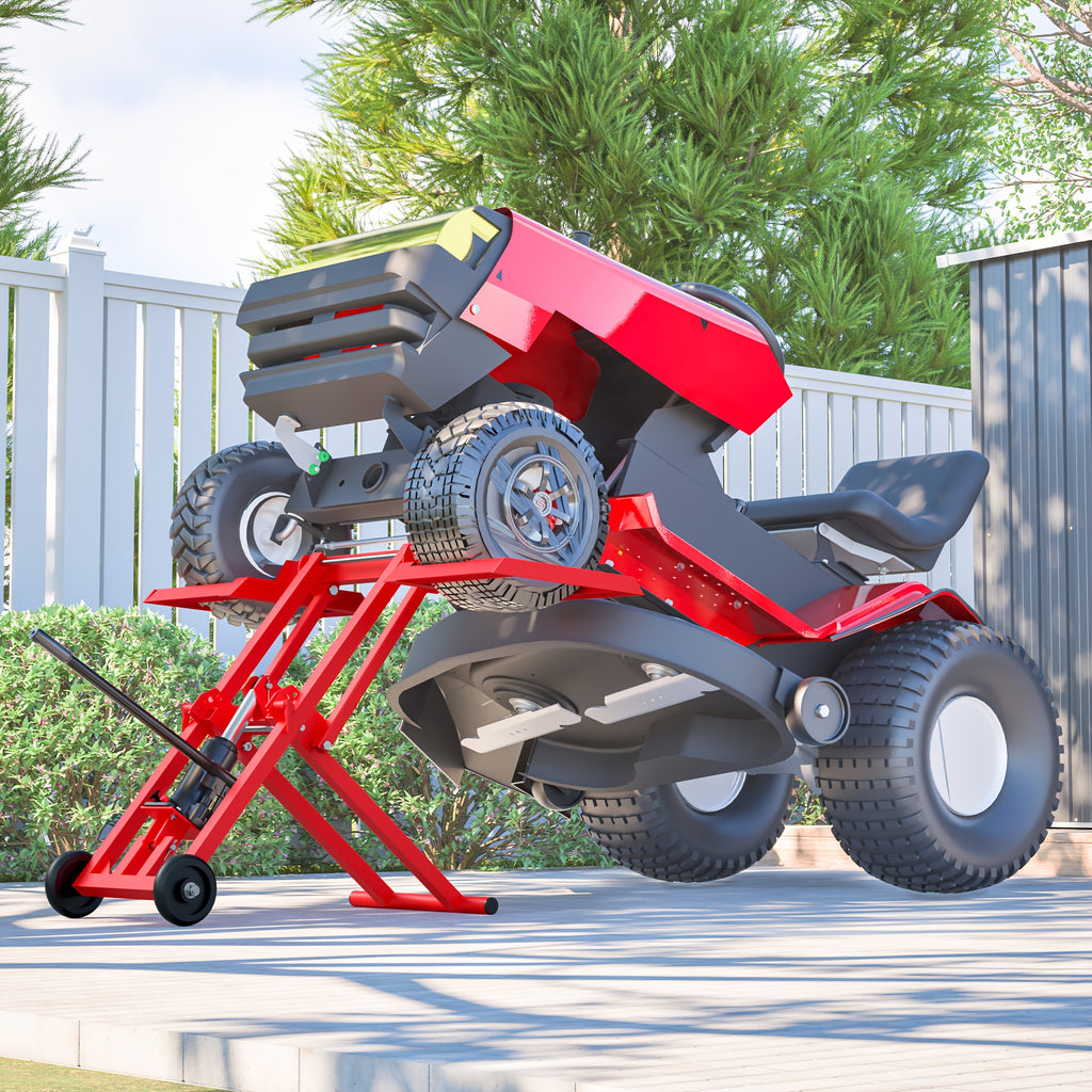 Hydraulic Lawn Mower Lift Jack for Zero Turn Radius Riding Lawn Mower, Tractors Maintenance And Repair, 500lb Lifting Capacity, Hydraulc Lift, Compatible with Most Lawn Mowers And Small Tractors, More Effortless And Safer
