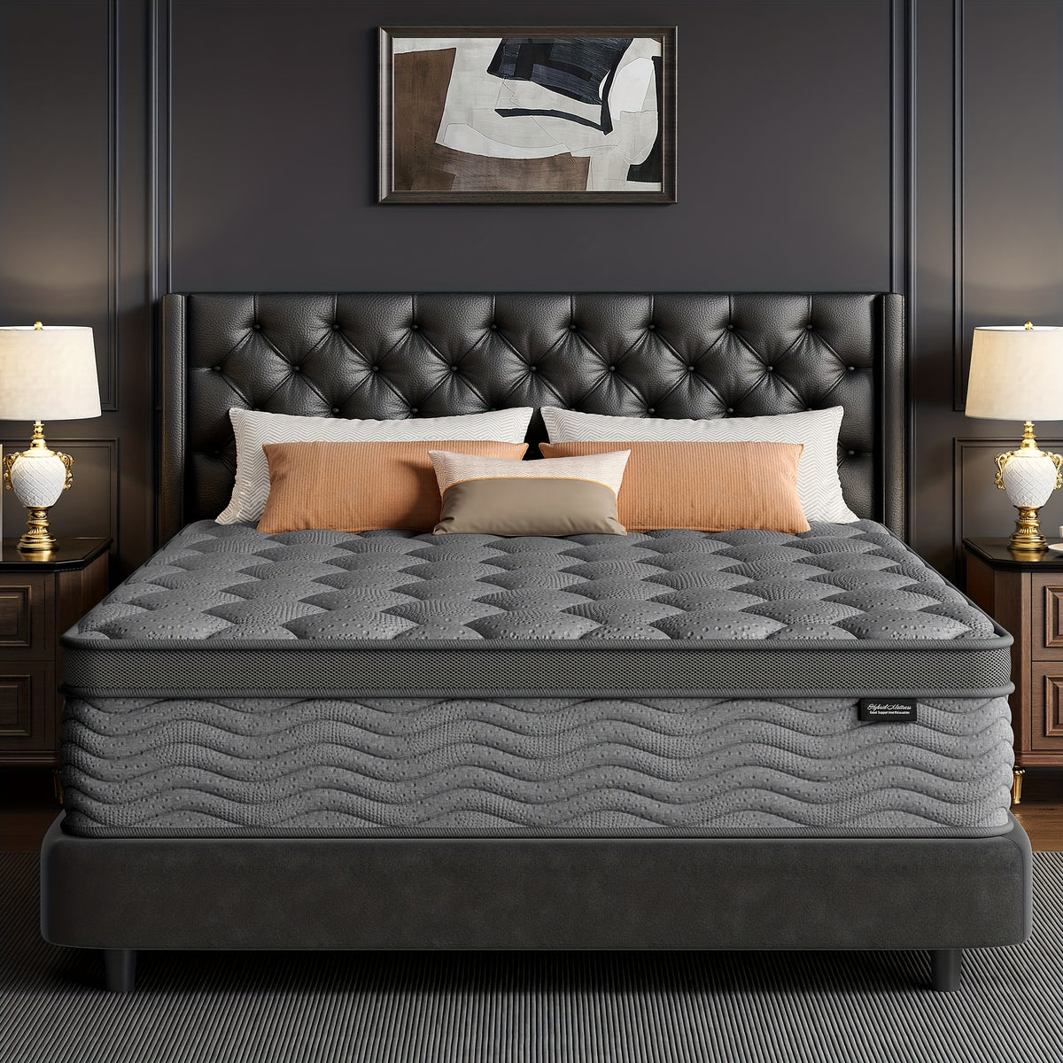 8/10/12 Inch Mattress in Twin, Full, Queen, And King Sizes - Ergonomically Designed, Medium Firm Hybrid Mattress, Offering Luxurious Comfort with Pocket Springs, Grey Quilted Cover, Bed Mattresses