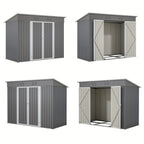 Outdoor Metal Storage Shed, 8' x 4' Gray Backyard Organizer with Lockable Door and Floor Frame