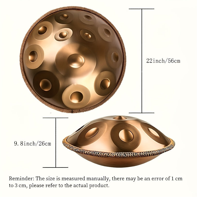 12 Notes Handpan Drum, 22Inch D Minor Kurd 432Hz Steel Tongue Hand Pan Drum For Adults Yoga Meditation, Hand Tuning Sound Healing Instrument Gift For Beginners With Soft Bag, Hand Mallets, Stand, Cloth, Sound Stickers