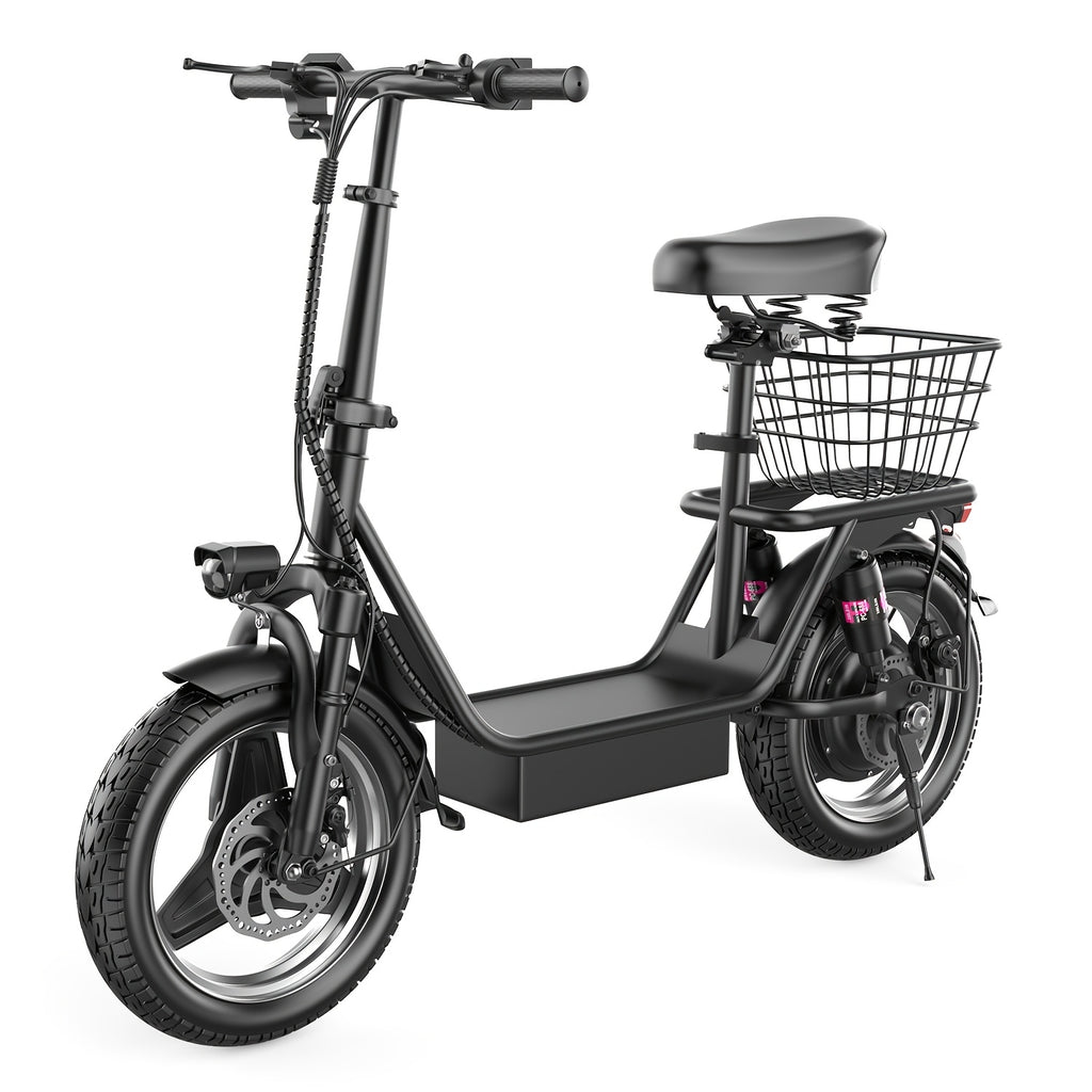749W Peak Power, 48V 15AH Electric Scooter for Adults, 19.9MPH with Seat and Basket, 35 Miles Range, 14-inch Tires - the Ideal Companion for Your Commuting and Shopping Needs!