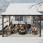 Outdoor Gazebo & Pergola Set - Hard Top Lean-to Wall Mounted Aluminum Alloy Awning With Canopy Roof, Outdoor All-Weather Cover For Patio, Backyard, Deck, Shade & Rain Protection(Multi-size Selection)