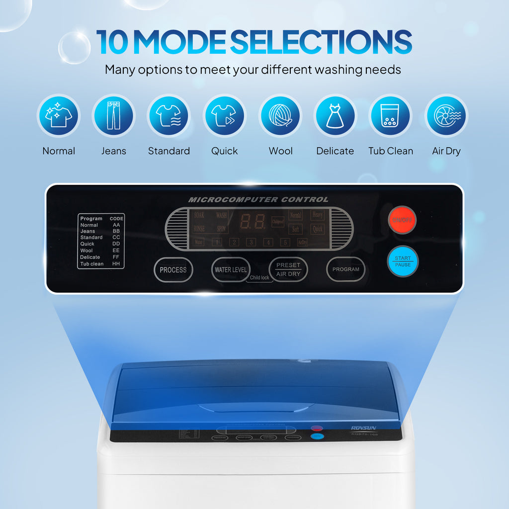 Portable Washing Machine - Compact Twin Tub Mini Washer & Spin Dryer Combo with Built-in Gravity Drain, 110V Electric Laundry Machine for Apartments, Dorms, RV, Camping - Energy Efficient, Quiet, Space Saving, No Installation Required, Quick Wash, Low Wat