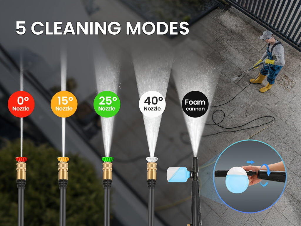 5000PSI Electric Pressure Washer - 2025 New Electric Power Washer with Upgraded 33FT Pressure Washer Hose Reel, Foam Cannon, 4 Nozzle Set, Power Washer for House/Patios/Car, Orange
