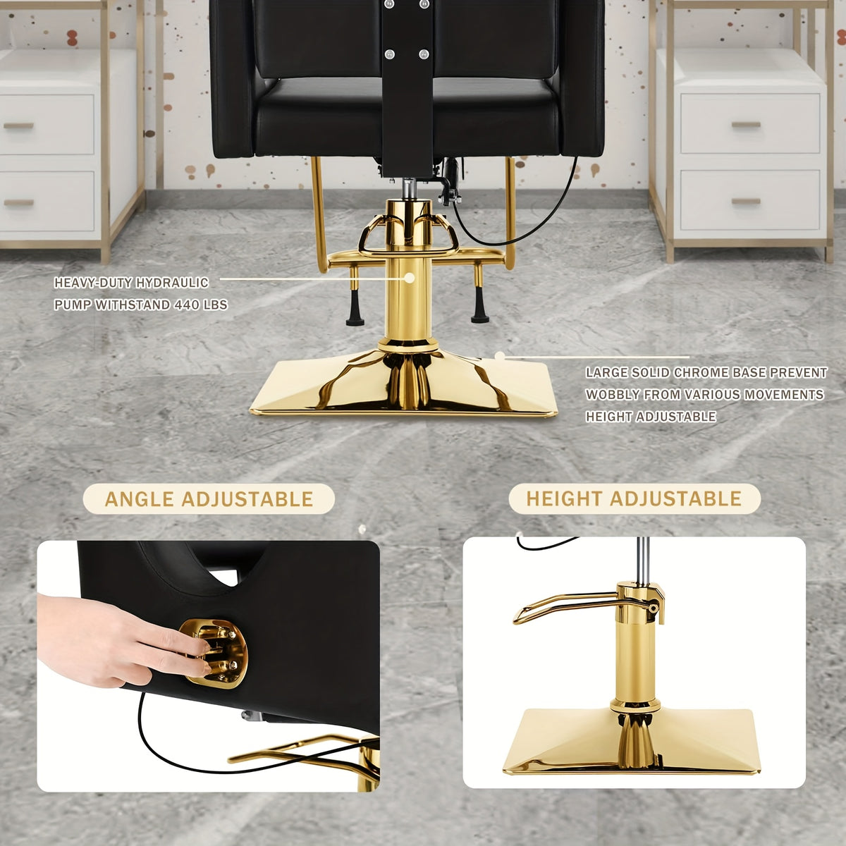 Salon Chair Hydraulic Barber Chair 360 Degrees Rolling Swivel Barber Chairs, Hydraulic Reclining Barber Chair for Barbershop Hair Salon Spa Equipment